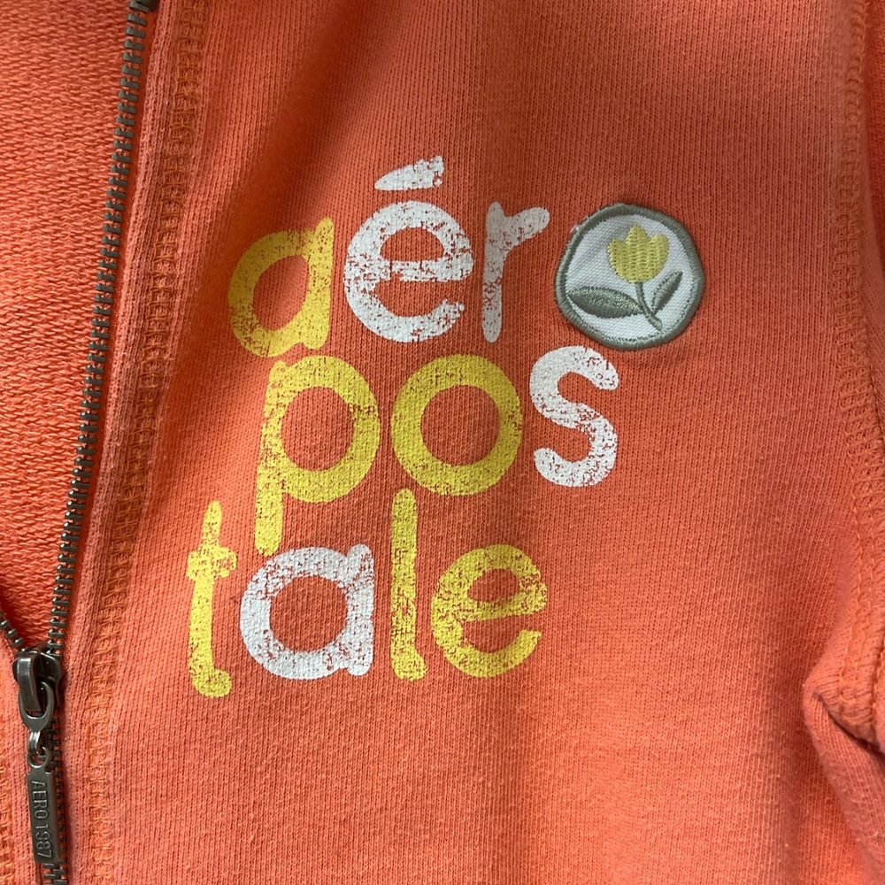 Brand: Aeropostale, color orange sweatshirt in size medium